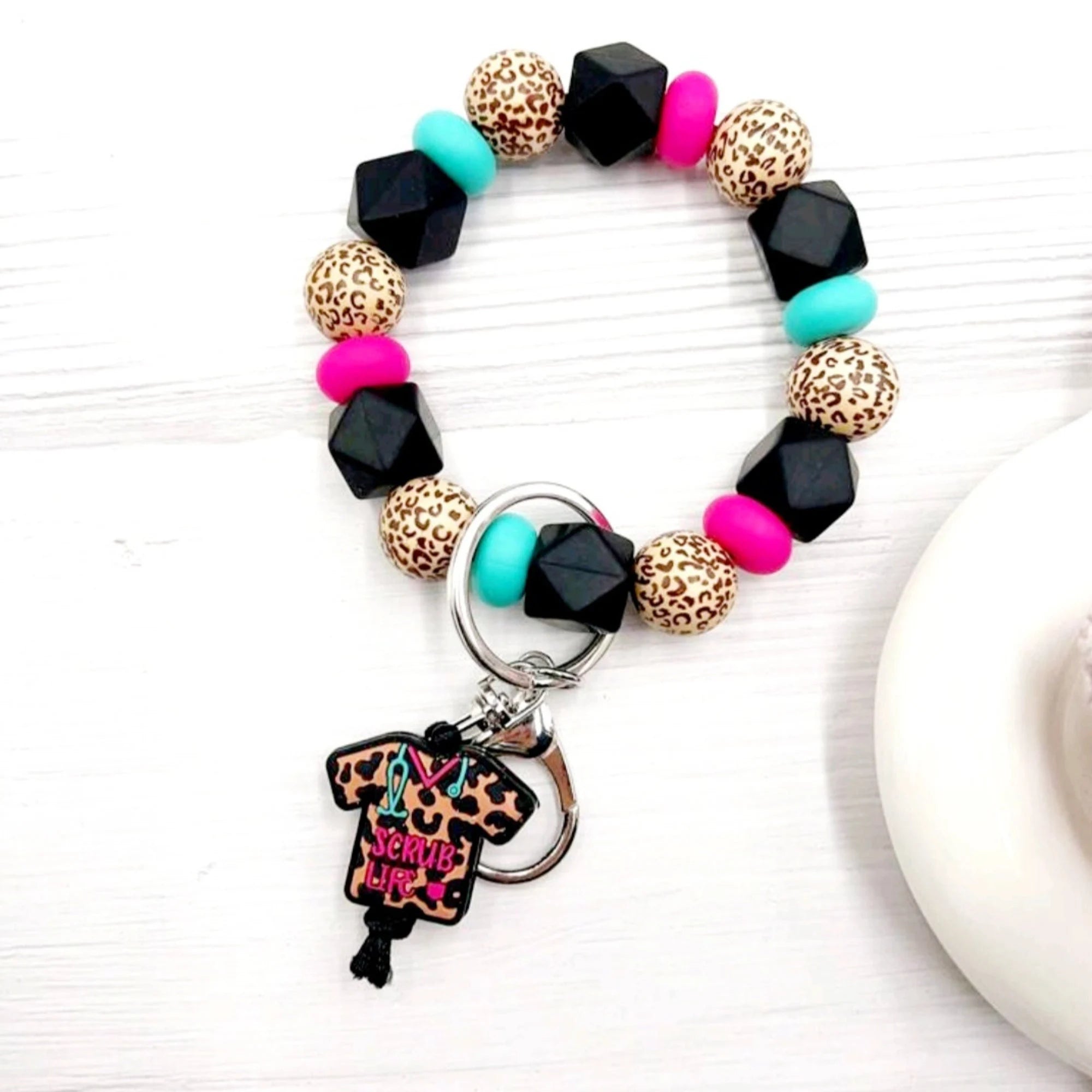 Scrub Life Nurse Keychain - Handmade Silicone Beaded Wristlet