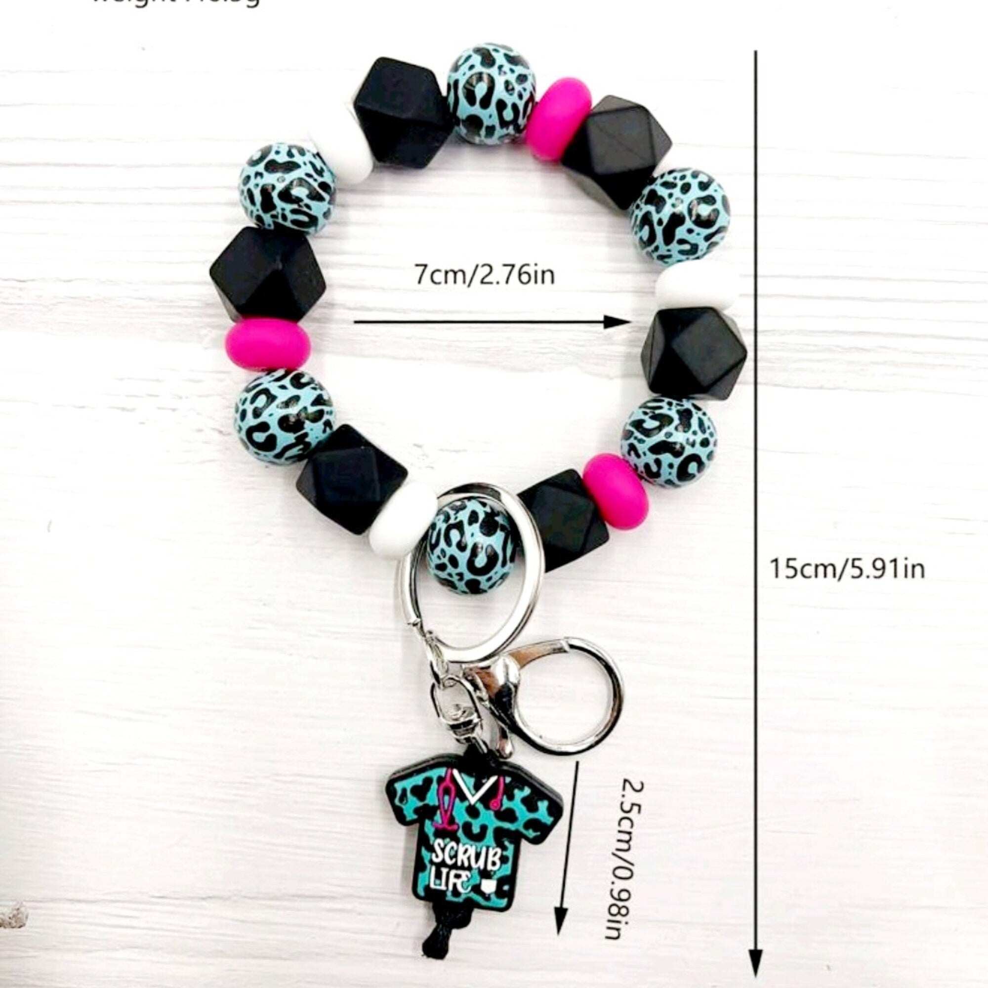 Scrub Life Nurse Keychain - Handmade Silicone Beaded Wristlet