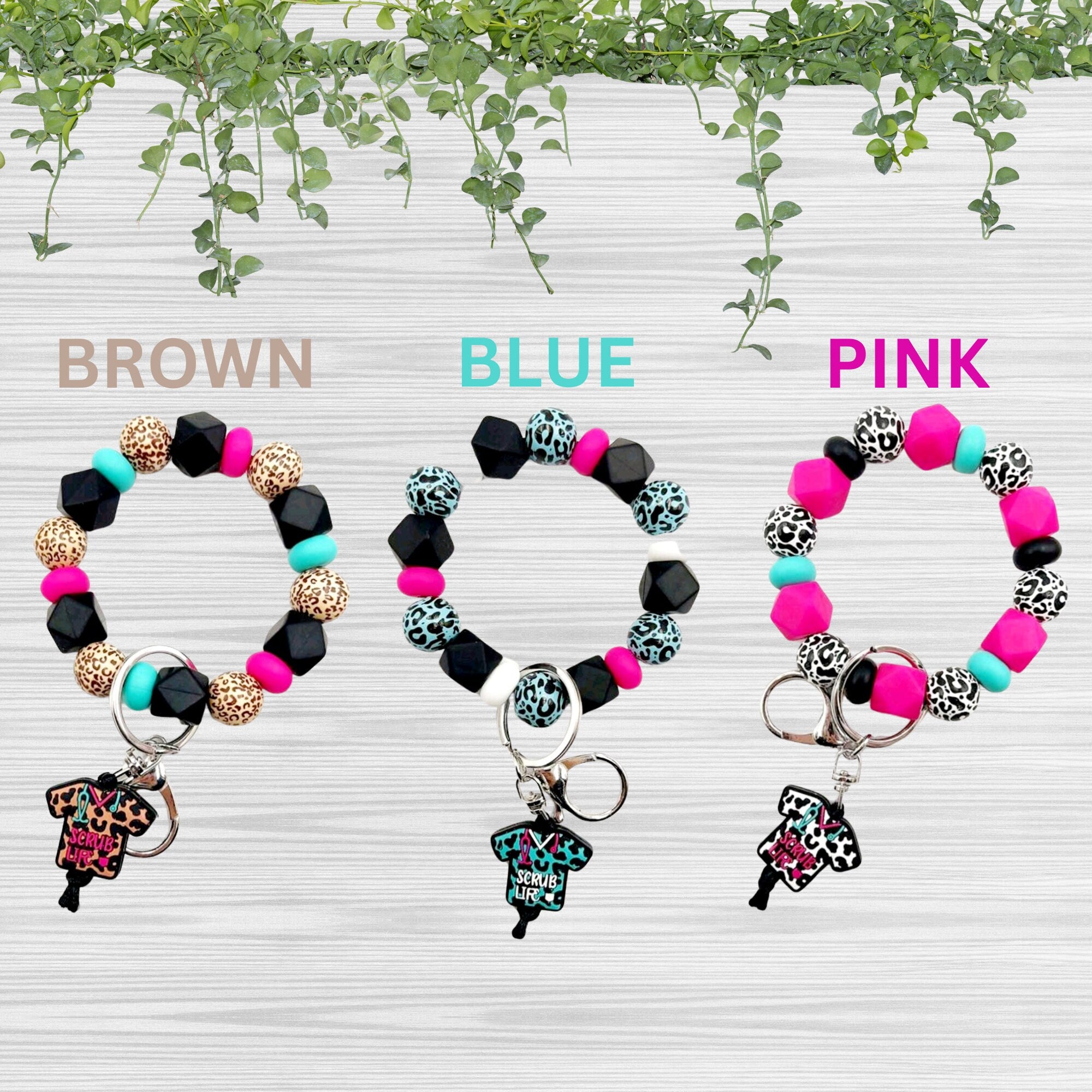 Scrub Life Nurse Keychain - Handmade Silicone Beaded Wristlet