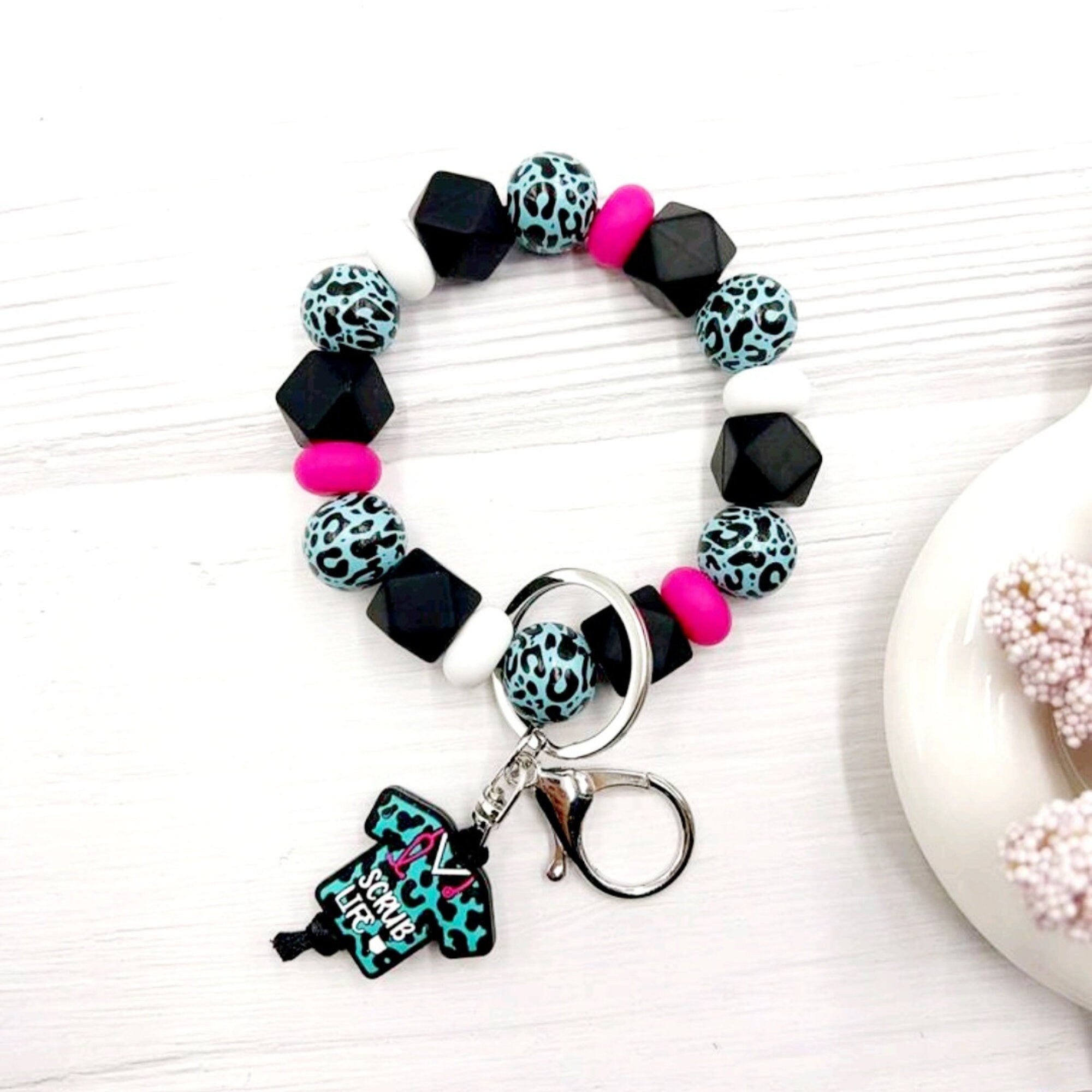 Scrub Life Nurse Keychain - Handmade Silicone Beaded Wristlet